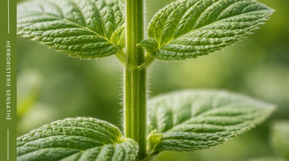 Tige carrée caractéristique d’une plante de la famille des Lamiacées - Herboristerie Sensathé